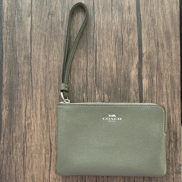 Coach Sage Green Leather Wristlet - Picture 1 of 3
